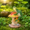Waterproof Terrarium Decorations Resin Frog on Mushrooms Figurine, DIY Micro Landscape Bonsai Ornament, Miniature Mushroom Figurines Garden