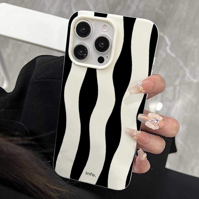 Fashion Simple Black Wavy Striped Phone Case For iPhone 16 17 15 14 13 12 11 Pro Max 16E 17Air Shockproof Protect Soft Cover
