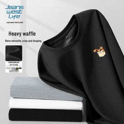 Jeanswest Men's Waffle Knit Long Sleeve T-Shirt