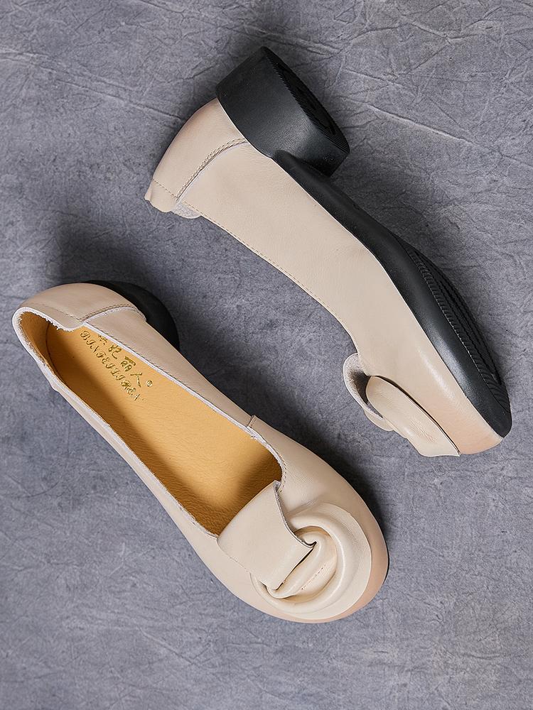 GKTINOO Jaro Léto Dámské Lodičky Retro Dámské Střední Podpatky Nazouvací Květinové Lodičky Ručně Vyráběné Dámské Boty z Pravé Kůže