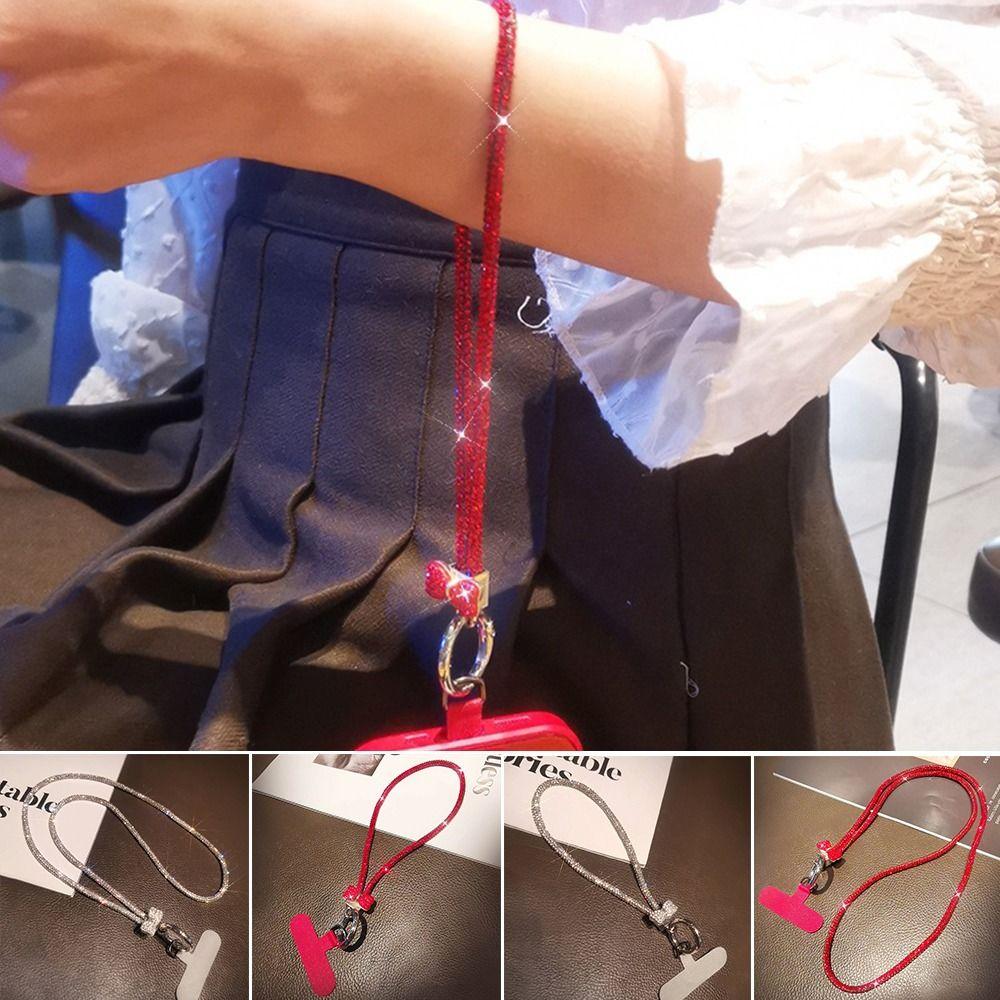 

Glitter Phone Anti-lost Rope Crystal Bowknot Phone Case Chain Straps Wrist Strap Phone Accessories