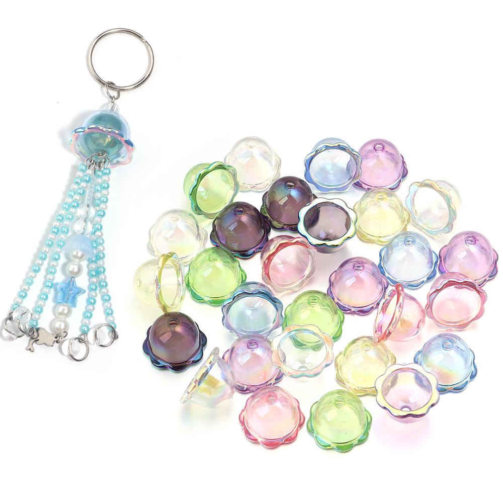 6pcs Transparent Wind Bell Beads Colorful Acrylic Petal Beads For Jewelry Making DIY Charms Pendant Phone Key Chains Accessories