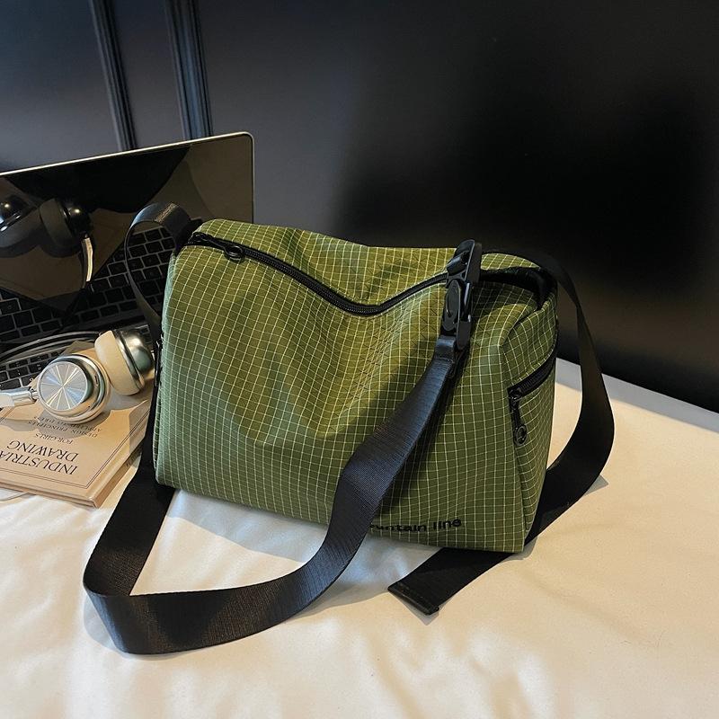 

Niche plaid canvas bag women s versatile fashion casual large-capacity commuter bag shoulder messenger bag зелений