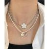 RORY Drip Glaze Flower Layered Beaded Necklace Women Tiny Rice Bead Clavicle Chain