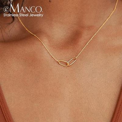 eManco Geometric Cross Paperclip Choker Necklace for Women