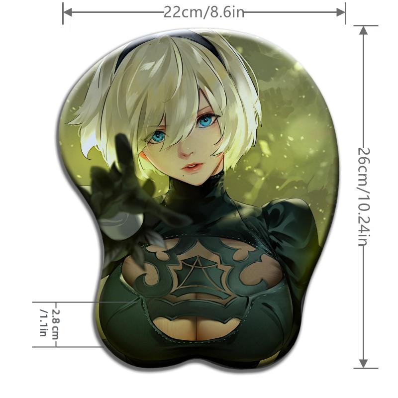 

Game White Hair and Blue Eyes Girl Nier 2B Mouse Wrist Pad Ergonomic 3D Soft Silicone Anti-tenosynovitis Wrist Mouse Pad 26x21x2.8 cm