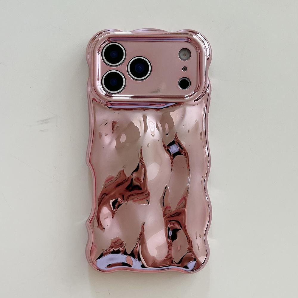3D Bubble Wave Pattern Phone Case For iPhone 17 16 15 14 13 12 11 Pro Max 17Air Electroplated Soft Shockproof Back Cover