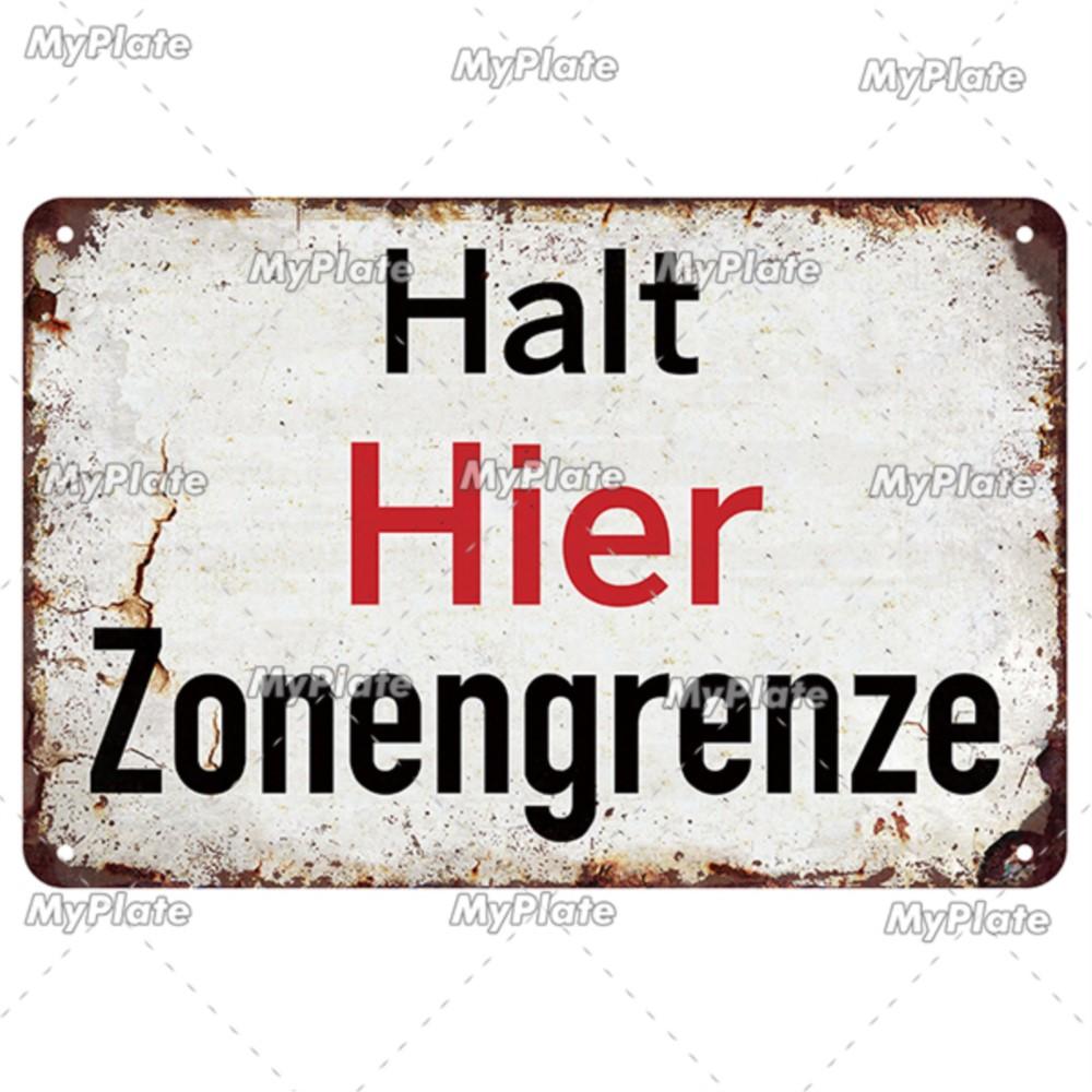 

[MyPlate] Ретро Винтаж Halt Hier знак плакат металлическая вывеска жестяная вывеска настенные поделки Декор для гаража дома табличка украшение подарок