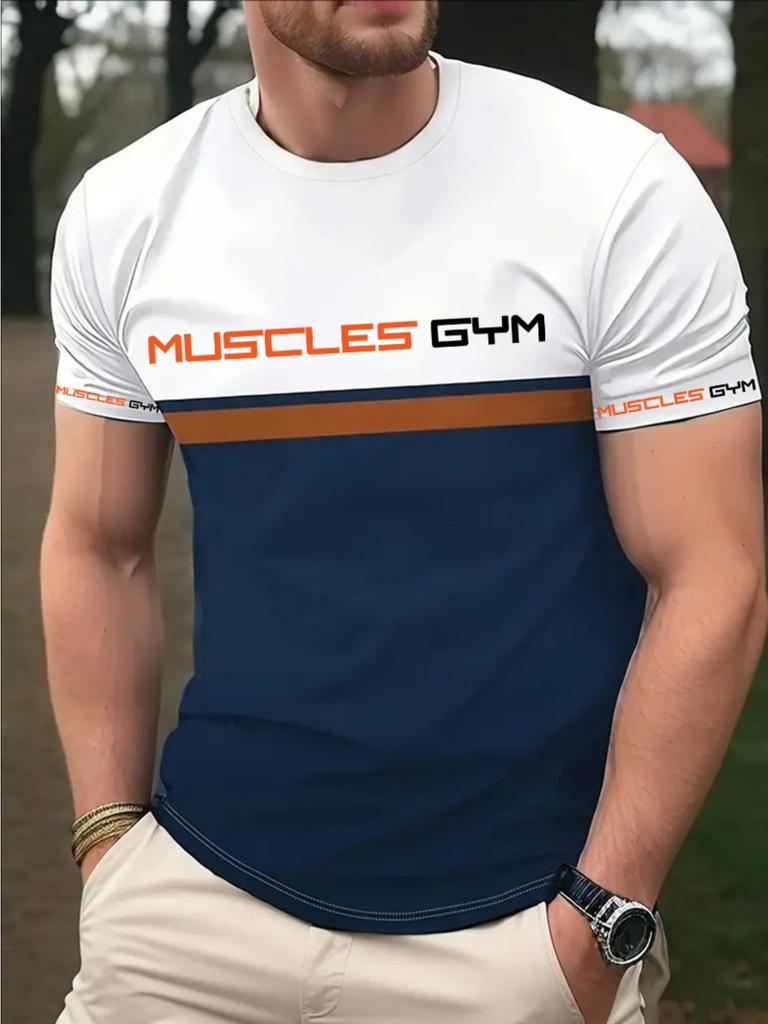 Letter 3D Printed Men T-shirt Summer Outdoor Casual Sports Quick Drying Short Sleeve Top Plus Size Men Clothing