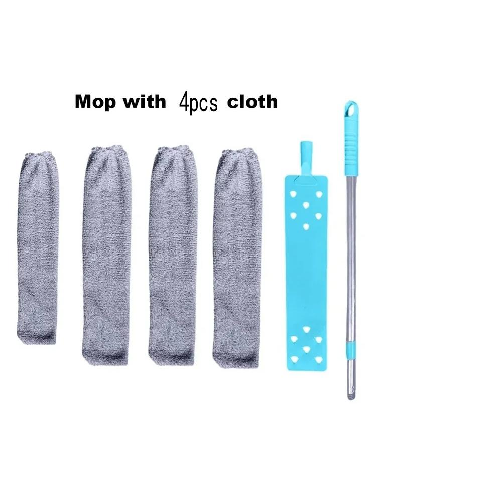 Wischmopp-Set 360° Mikrofaser-Staubwedel mit Ausziehstiel Teleskopierbare Edelstahl-Spaltstaubbürste Langer Flacher Flexibler Staubwedel