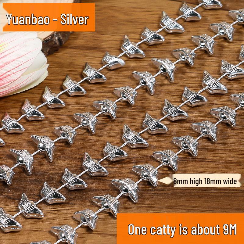 Lanț cu Mărgele Aurii și Argintii: Decorațiune Pom de Crăciun & Șir Decorativ DIY