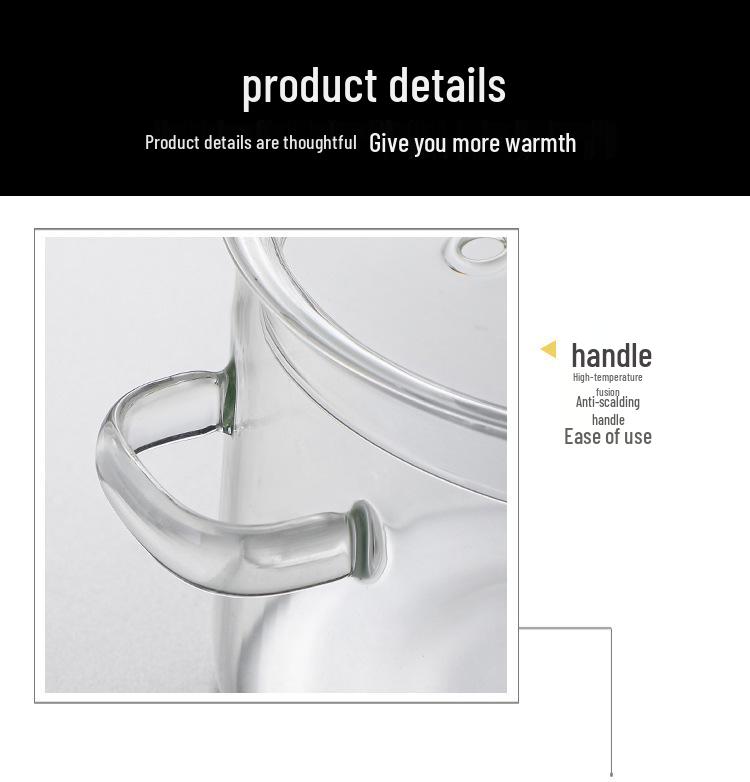 High-Temperature Resistant Large-Capacity Borosilicate Glass Pot for Steaming, Cooking, and Salads