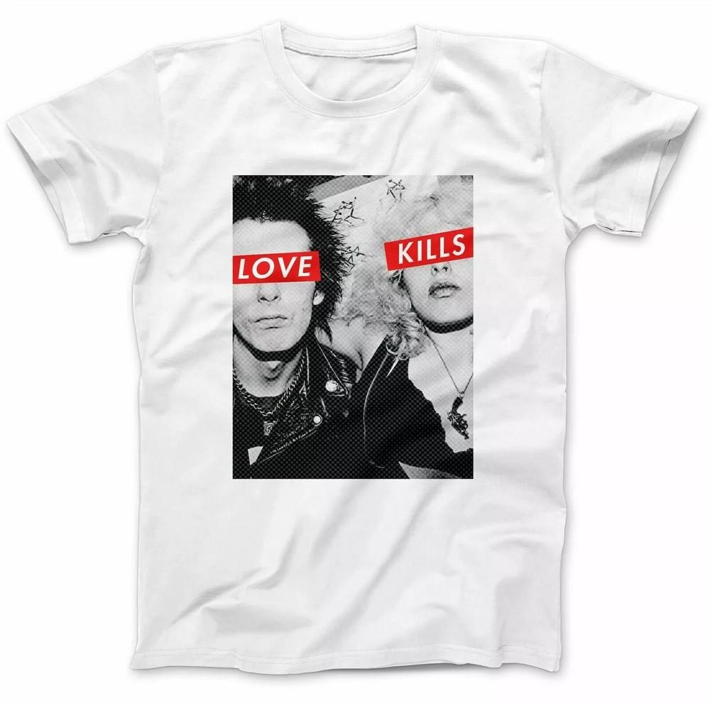 

Футболка Sid Nancy Love Kills Панк 70-е 80-е 100% ретро подарок Унисекс Футболка XXXXL