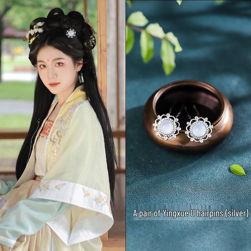 Tang Style Butterfly Flower Hanfu Hairpins - Simple Versatile U-Shaped Hair Accessories.