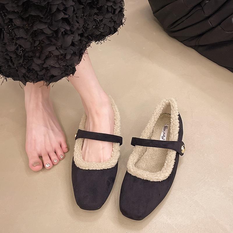 Fashion Women's Casual Square Toe Comfortable Leopard Print Plus Velvet Warm Flat Shoes for Women Elegant Suede Low-top Shoes
