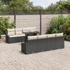 VidaXL 9-Piece Garden Sofa Set with Cushions Black Poly Rattan 3348963