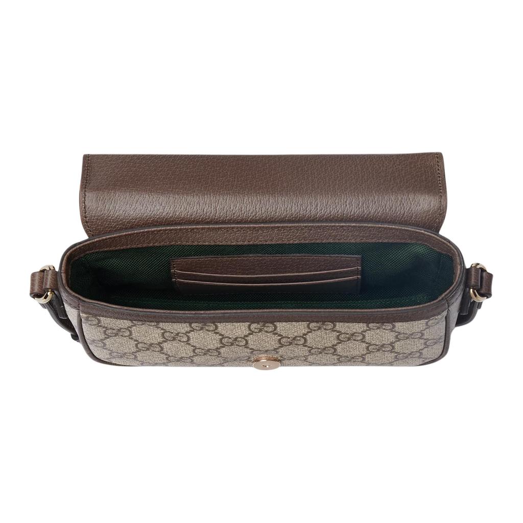 Gucci Geantă de umăr mini Ophidia Logo Pânză și Piele Clasică Femei Geantă de umăr Bej Maro Închis 838471-FAE0P-9746