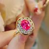 Seiko Vintage Antique High Carbon Diamond Pink Corundum Ring French Retro Simple Women'S Ring