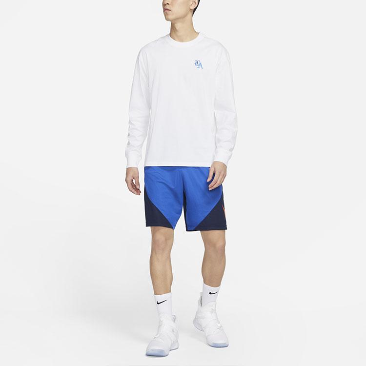 Nike LeBron Embroidered Pattern Crew Neck Long Sleeve Basketball T-Shirt Men Tops White DB6187-100