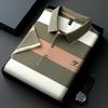Luxury brand emboss short sleeve polo shirt fashion T-shirt stripe color blocked summer pure cotton comfort casual men's wear