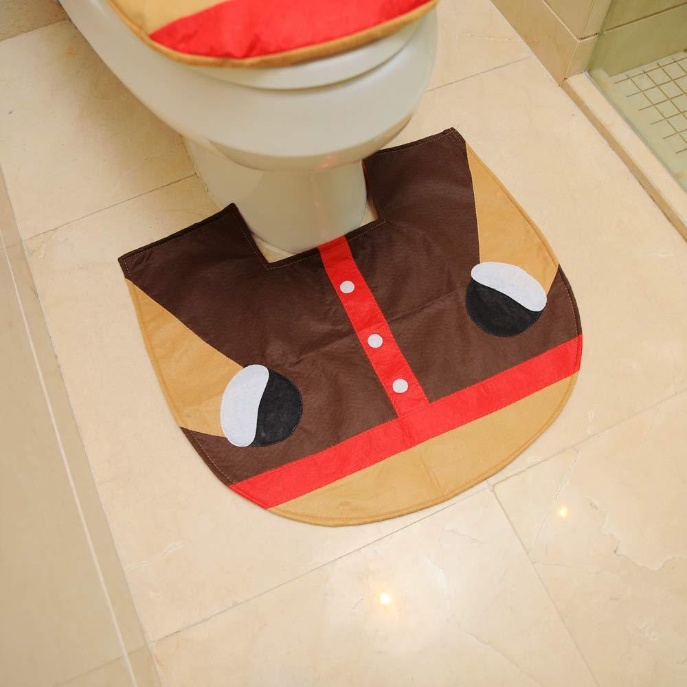 Christmas Snowman Toilet Set: Seat Cover, Floor Mat & Tank Lid Cover