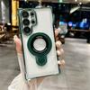Magnetic for Magsafe Clear Phone Case For Samsung Galaxy S25 S24 S23 S22 Ultra Plus S22 Ring Holder Stand Wireless Charge Cover