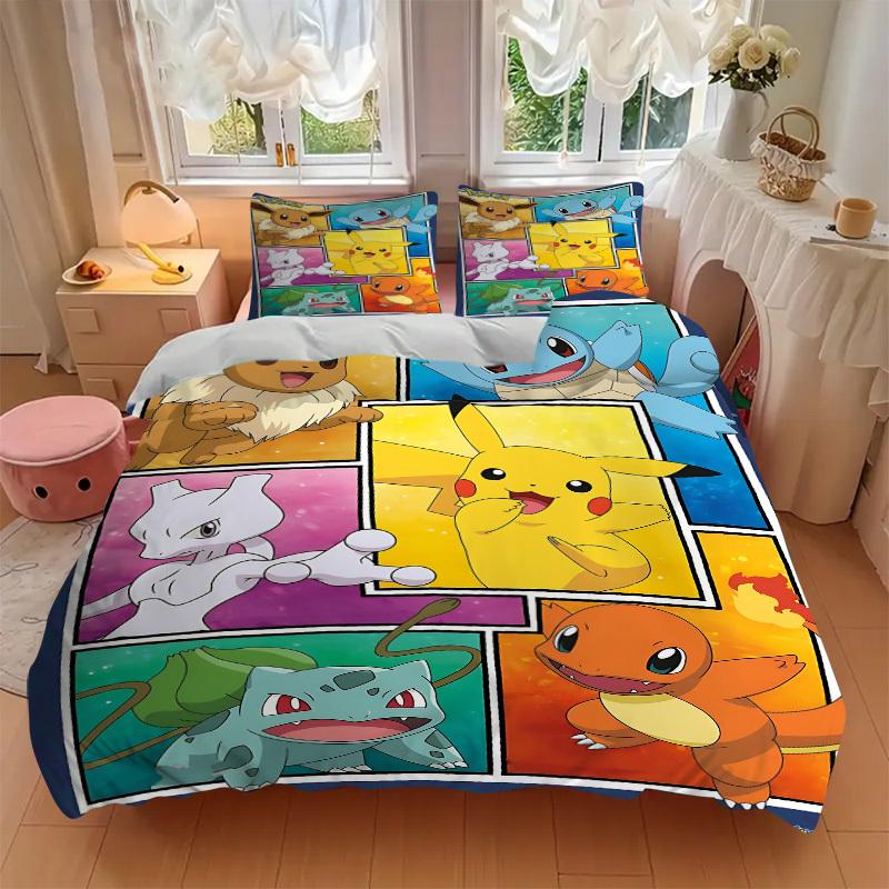 3pcs Pokemon Bedding Set: Perfect for Bedroom or Guest Room. Soft and Comfortable with No Core Included Yy251009235