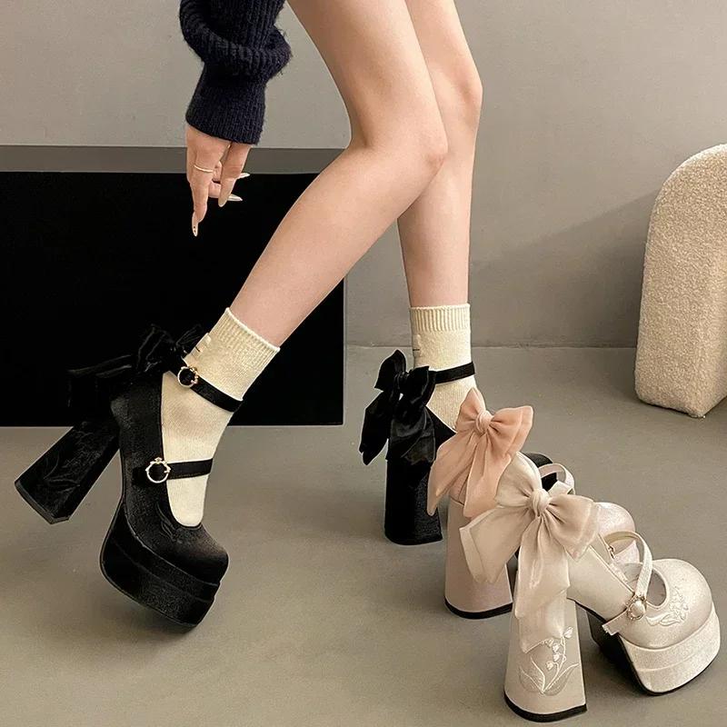 Fashion Night Club Platform Women Lolita Pumps Fashion Shallow High Heel Shoes 2025 Spring Autumn Ladies Outdoor Stripper Shoes