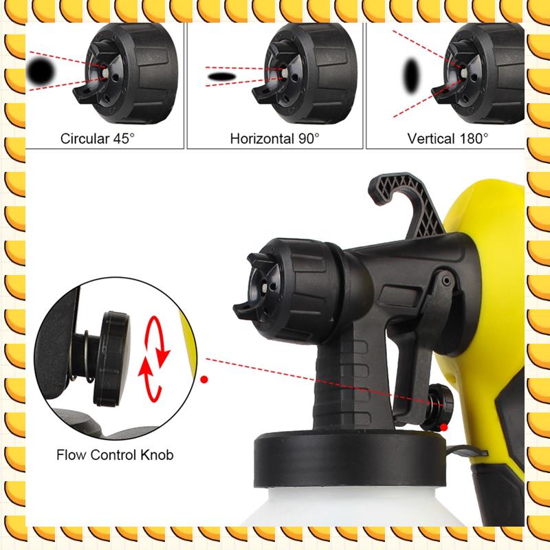 

BAAU 1 Piece 800Ml Spraying Electric Spray Power Tools 500W Household Paint Sprayer Plastic Flow Control Airbrush Spray Tool EU жовтий