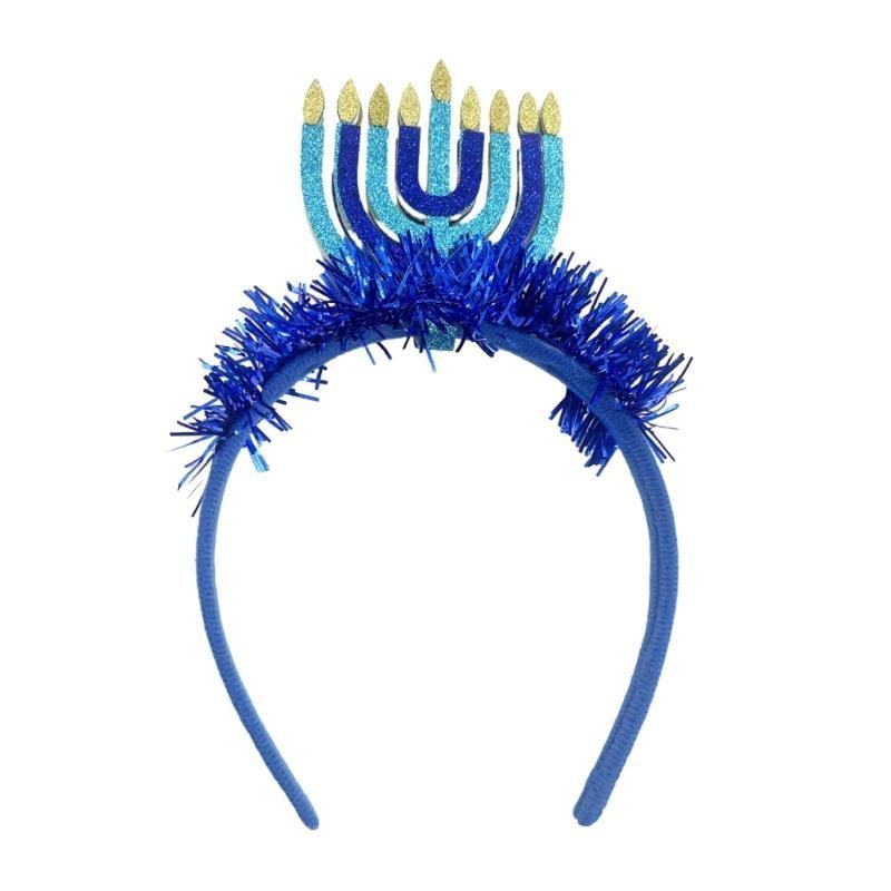 

Hanukkah Headband Blue Chanukah Headwear Creative Je Holiday Hair Bands Menorah Headdress Hair Accessory Gift