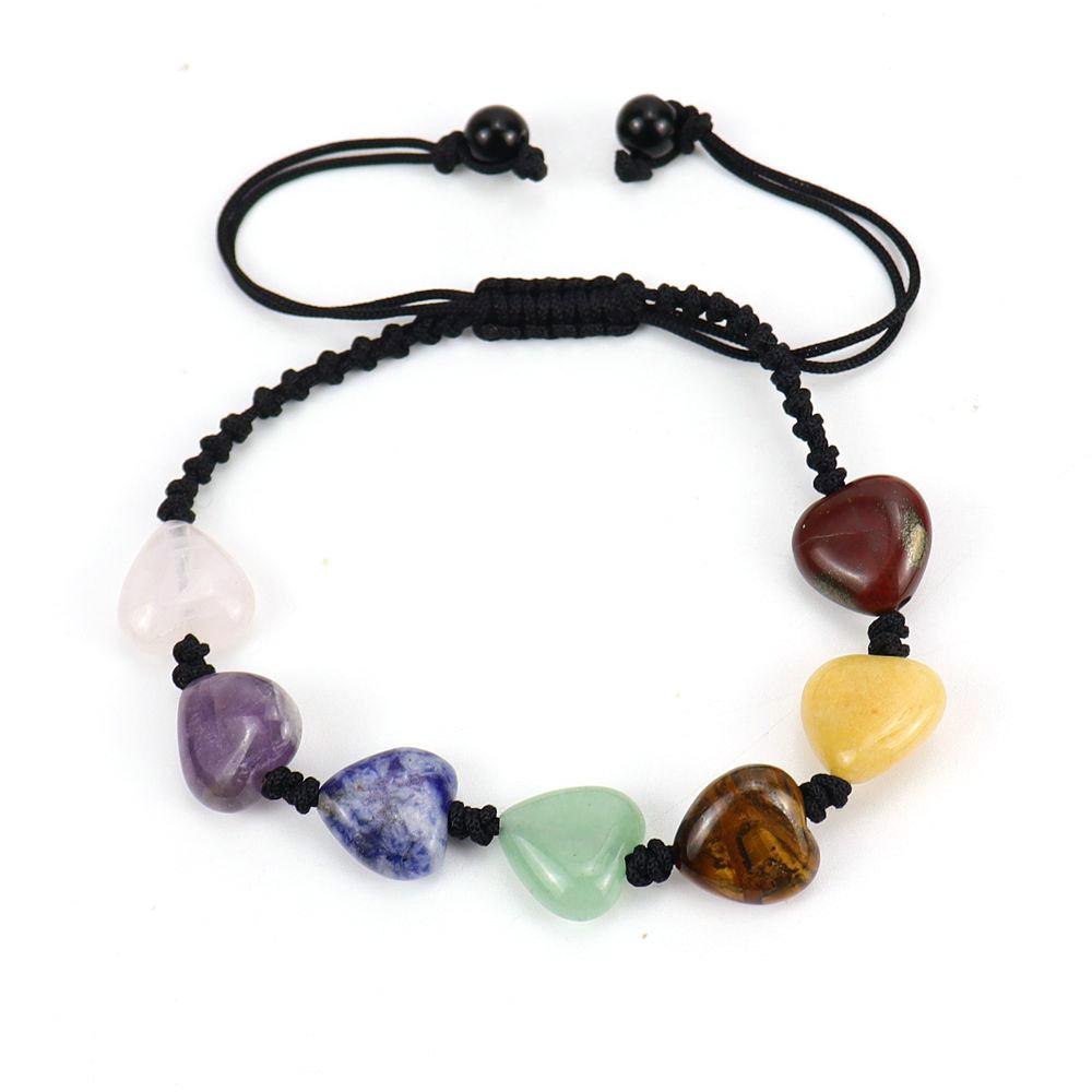 Hand-Woven Colorful Heart-Shaped Love Agate Crystal Bracelet Stone Yoga Bracelet B65 pure natural