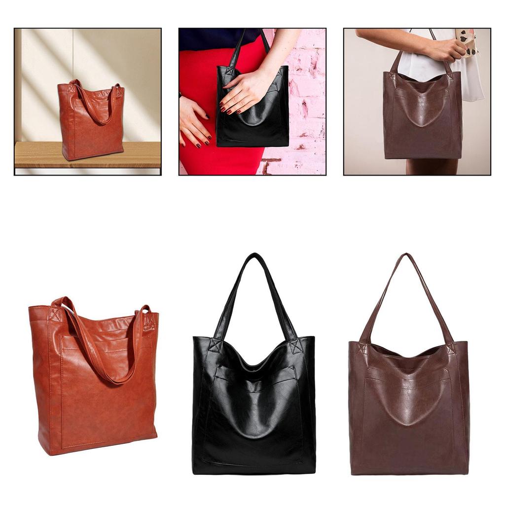 Women Shoulder Bag Fashion Purse Large Capacity PU Leather Satchel Top Handle Handbag for Beach Commuting Work Travel Ladies