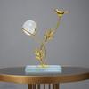 Clear Crystal Ball with Stand, Light Luxury Crystal Sphere for Gift, Gold Art Deco for Photography Ornaments, Bookcase, Wedding, Party