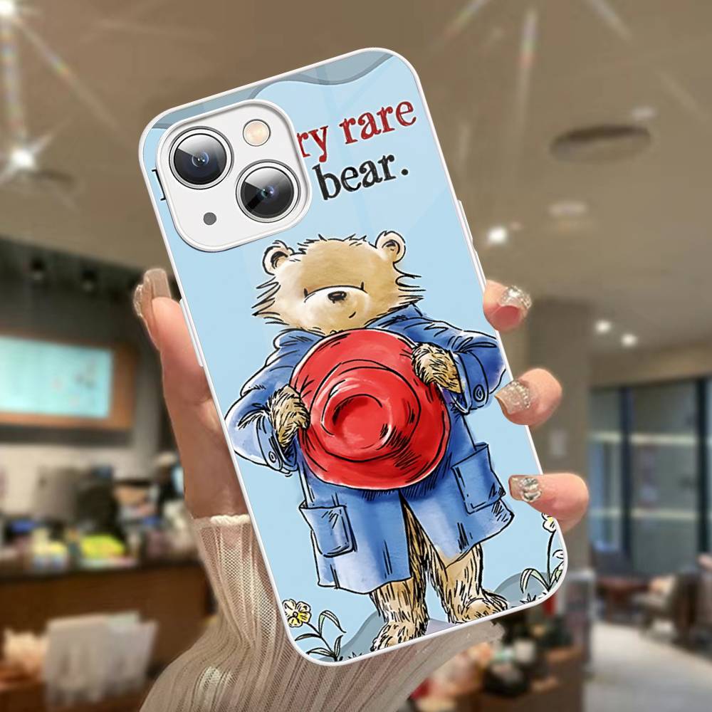 Cute P-Paddingtons Bear For IPhone 14 13 12 Mini 11 Pro XS Max X XR 14 Plus Tempered Glass Cover