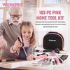 WORKPRO Home Tool Set WP206818 DIY Starter Kit with all the tools you need for basic repair and maintenance 103-Piece (Pink) - - tasks.
