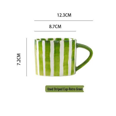 Nordic Striped Ceramic Coffee Cup and Saucer Set