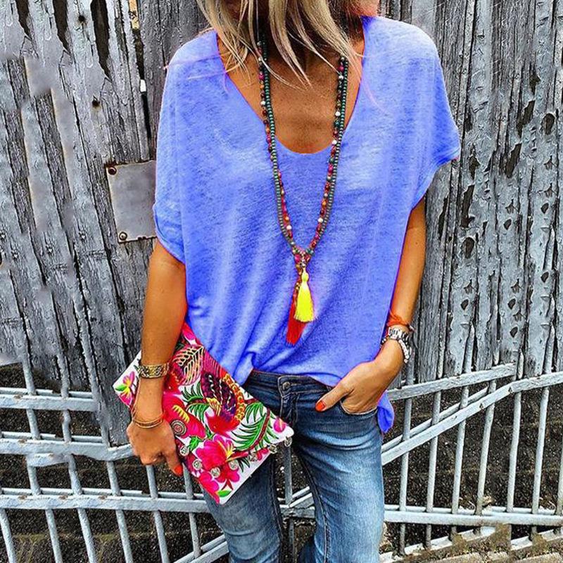 Travel New Women'S Retro Printed Shirt Casual Spring And Summer Breathable Cool Sexy Daily Date Short Sleeved T-Shirt Top