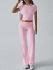 Diyun Women's Casual Solid Color Slim Short-Sleeved Long Pants Suit for Spring/Summer 2025