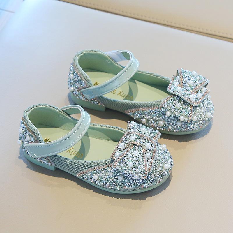 Mädchen Prinzessinnen-Schuhe mit Strass und Schleife für Frühling/Herbst 2026 - Perfekt für Tanz und Auftritte