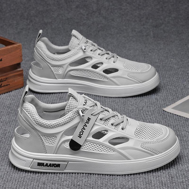 Summer Men's Shoes New Breathable Hollow Hole Shoes Men's Trend Versatile White Shoes Net Shoes Casual Board Shoes Trendy Shoes