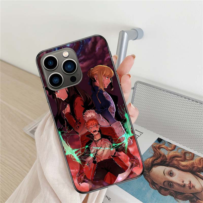 Bilibili F-Fate Stay Night Phone Case For Iphone 17 Air 16 15 Pro Max 14 Plus 16E Coque 13 Pro 12 Mini 11 Clear Cover Silicone C