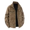 Men's Solid Color Zipper Stand Collar PU Leather Jacket Casual Sports Trendy Coat