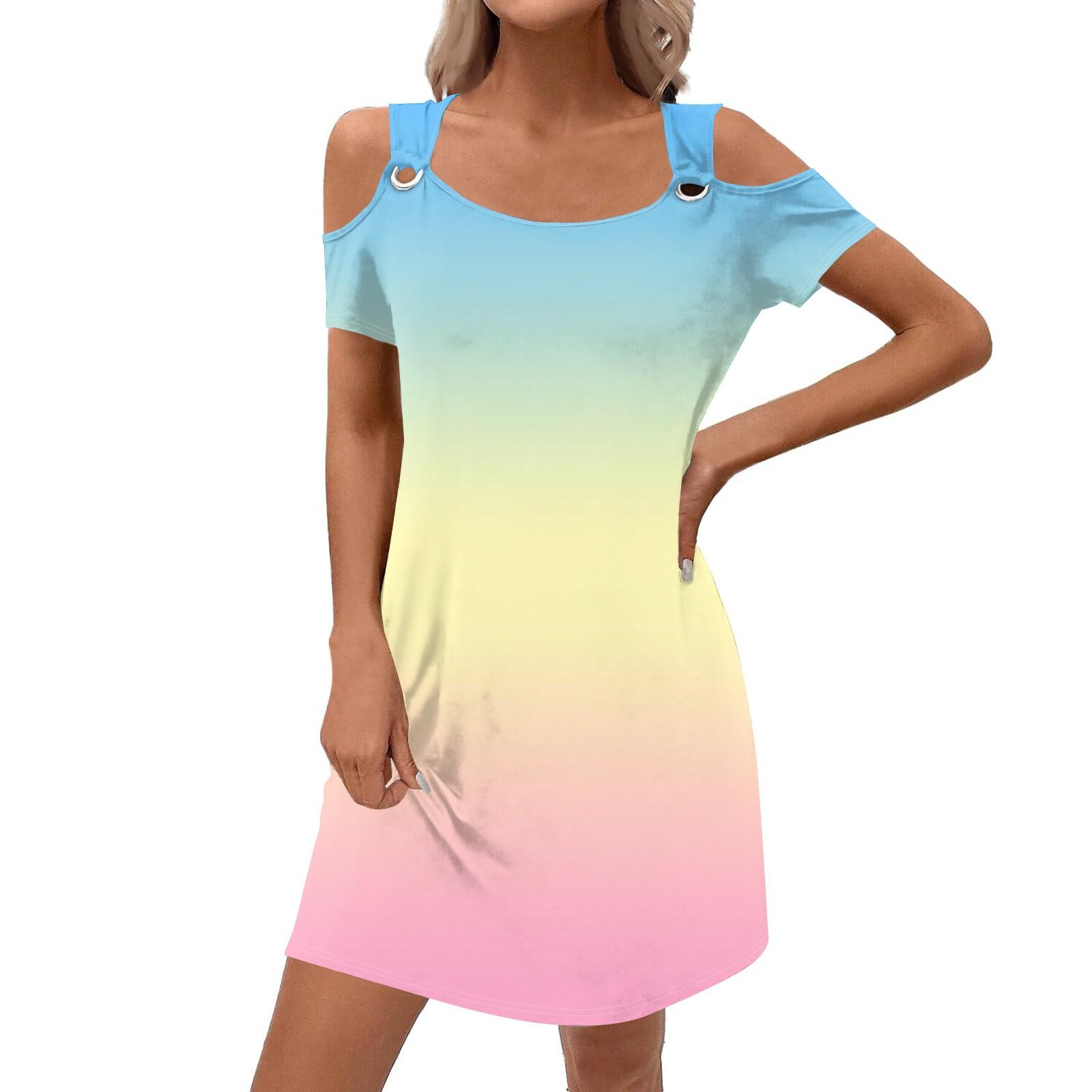 

Women s Stylish Casual Summer Gradient Dress With Pockets XL жёлтый