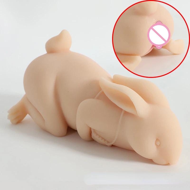 New Male Masturbation Sex Toy 0.5kg Rabbit Model Realistic Vaginal Channel Adult Male Masturbator Pussy Can Be Inserted