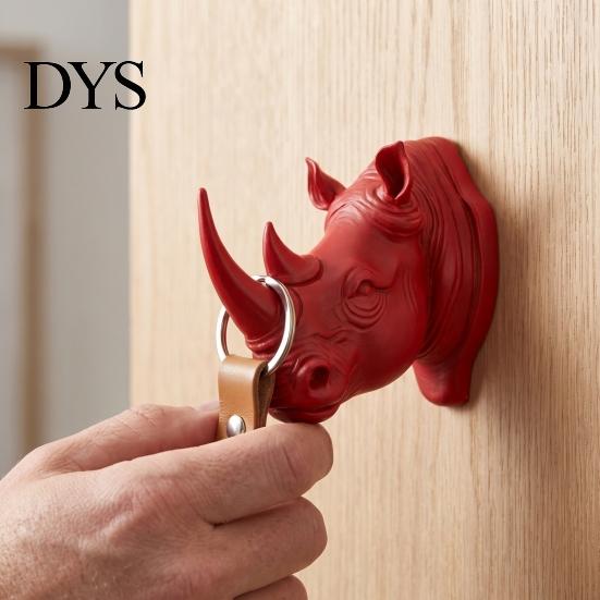 Functional Wall Sculpture Rhino Head Hook for Keys And Hats, Decorative Animal Coat Entryway Bag Organizer Rack Entryway, Creative Key Holder,