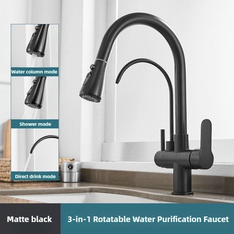 Three In One Water Purifier Faucet Kitchen Universal Rotating Washing Basin Water Tap Stretching RO Direct Drinking Faucet