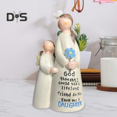 Engelsfigur aus Kunstharz, Mutter-Tochter-Engelsstatue, Tischdekoration, Mutter-Tochter-Liebessymbol, Geschenk, Ornament für die Inneneinrichtung