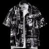 Japanese Retro Printed Short-Sleeve Shirt for Men,Trendy Brand Letter Shirt, Loose Casual VersatileThin Short-Sleeve Dress Shirt