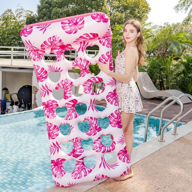Durable Inflatable Water Floating Bed For Adults Extra Thick PVC Material Leaf Design Pool Mat