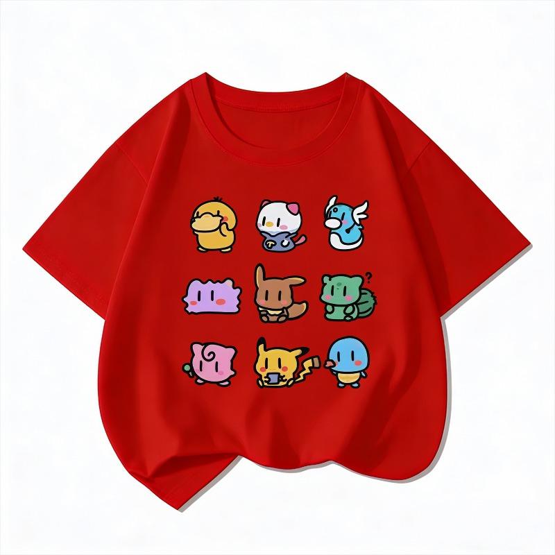 Youngsters' Summer Fashion Casual T-Shirt with Cute Duck Print, Comfortable Short Sleeve Crew Neck Tee for Boys and Girls